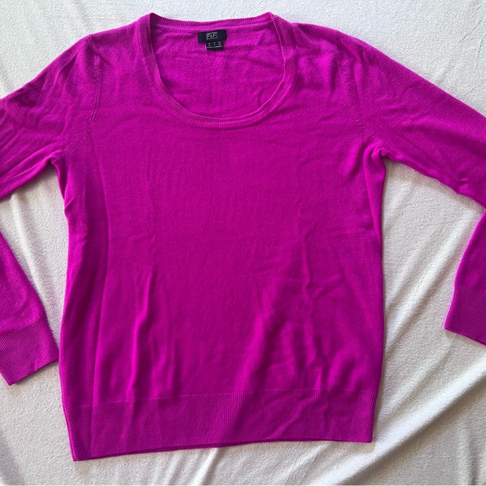 F&F Women's Fuschia Long Sleeve Scoop Neck Sweater Women Size 6 / Small NWOT